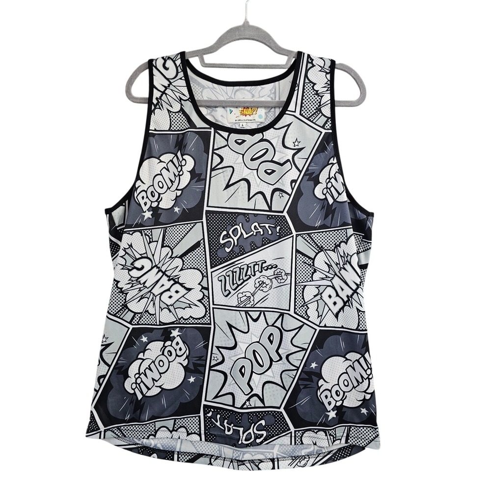 Oh Snap by Drill Clothing Co Comic Book Pop Art‎ Tank Top Mens Large Grayscale